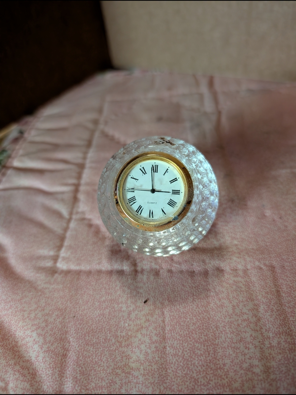 Crystal Desk Clock with Gold Trim - Clear